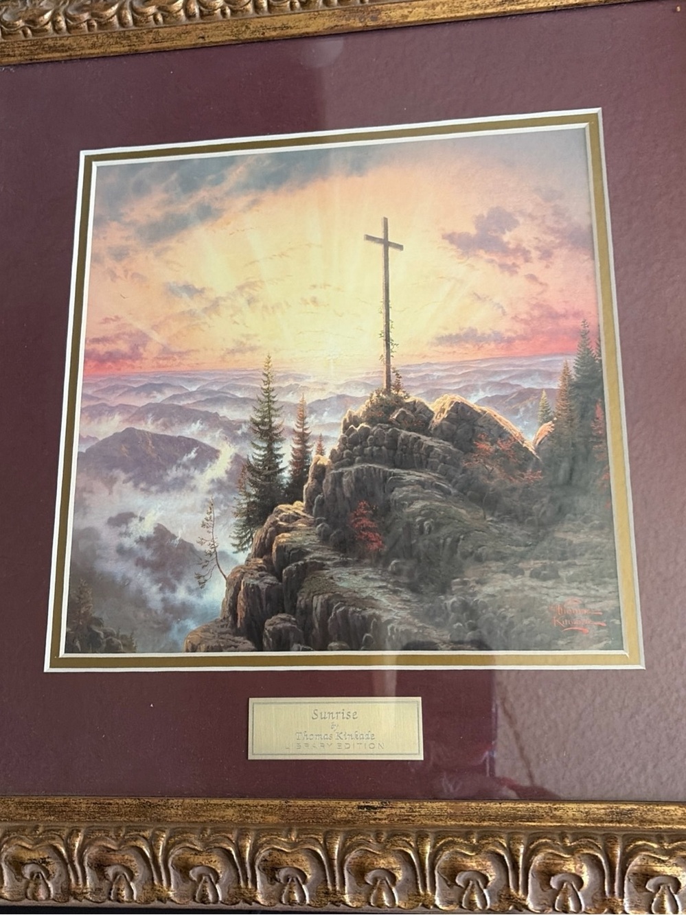 Thomas Kinkade Maroon & Gold Framed Print
